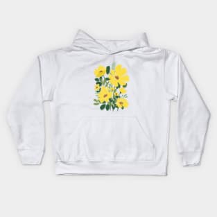 Yellow Abstract Wild Flowers Illustration Kids Hoodie